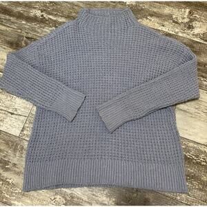 American Eagle Women's Light Blue Long Sleeved Chunky Knit Sweater Size L